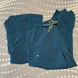 Teal Fabletics Scrubs Top+Pants
